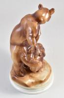 Zsolnay birkózó medvék, kézzel festett, jelzett (Markup Béla), hibátlan, m: 31 cm