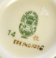 Zsolnay pillangó mintás porcelán váza. Kézzel festett, jelzett, hibátlan. 16 cm