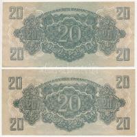 1944. 20P "A Vörös Hadsereg Parancsnoksága" (2x) eltérő színváltozatok T:II,III szép papír...