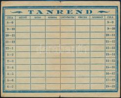 cca 1930 Tanrend, a Hangya ajándéka, kinyitható órarend