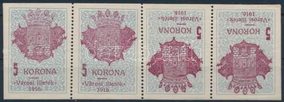 1916 Székesfehérvár városi illetékbélyeg 4-es csík MPIK IV/5a (15.000)