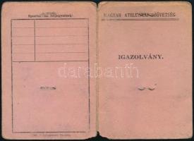 cca 1940 Magyar Athletikai Szövetség fényképes igazolványa