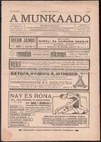 1913 A munkaadó VII. évf. 6 sz., 1913. február 9., Szerk.: Farkas Elek, szakadásokkal, 12 p.
