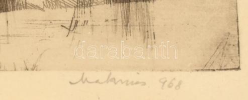 Olvashatatlan jelzéssel: Szajna-híd. Rézkarc, papír. Üvegezett fa keretben. 8,5×13 cm