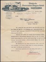 1931 Pegau, Deutsche Harmonium-Zungen-Fabrik fejléces levélpapírjára írt levél, rajta a gyár látképével