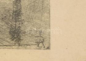 Olvashatatlan monogrammal jelzett: Körhinta. Rézkarc, papír, jelzett a karcon. Üvegezett fa keretben...