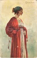 1914 Pariserin / Parisienne (Costume) / Lady art postcard. Moderne Russische Meister T.S.N. R.M. No. 15. s: S. Solomko (EK)