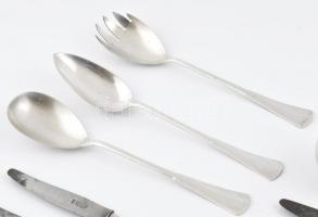 Ezüst (Ag) hat személyes evőeszköz készlet. 51 darabos fűszertartóval, az egyik üveg betéttel Magyar...