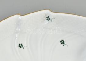 Herendi fekete virág mintás levél formájú tálka. Kézzel festett, jelzett, kopott aranyozással 24x20 ...