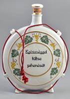 Hollóházi kulacs "Egészséggel töltse pihenését" felirattal, matricás, jelzett, hibátlan. 2...