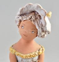 Győrbíró Enikő (1932-1999): Koszorúslány. Apró lepattanásokkal. Festett kerámia, jelzett, apró lepat...