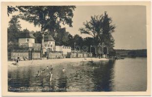 Sopron, Tómalom, strand és pensio, fürdőzők, Kalodont reklám. Zsabokorszky mérnök