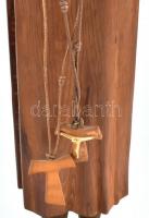 Assisi Szent Ferenc Bronz, fa. mészkő talapzaton. jelzés nélkül. 57 cm
