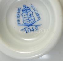 Herendi régi virág mintás porcelán mokkás csésze 6 db  + kiöntő. Kézzel festett, jelzett, kopásokkal