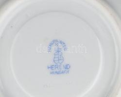 Herendi zöld virág mintás porcelán mokkás csésze és alj, kézzel festett, jelzett, apró kopásnyomokka...