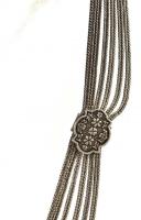 Ezüst (Ag) nyakék, több fonott szállal, köztes elemekkel, 58 g, h: 48 cm