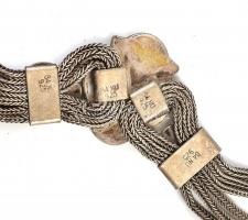 Ezüst (Ag) nyakék, több fonott szállal, köztes elemekkel, 58 g, h: 48 cm