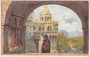 Budapest I. Halászbástya. O.M. Kir. Iparművészeti Iskola. Magyar Iskola Egyesület / Ungarische Werkstätte, litho