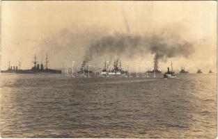 Az Osztrák-Magyar Haditengerészet flottája az Adrián / K.u.K. Kriegsmarine Flotte. Erich Bährendt Abbazia 1913 / Austro-Hungarian Navy,  naval fleet. photo