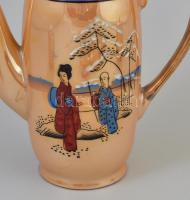 Japán mokkás készlet: 6 db alátét, 6 db csésze, kanna fedéllel, tejkiöntő, cukortartó fedéllel. Rész...