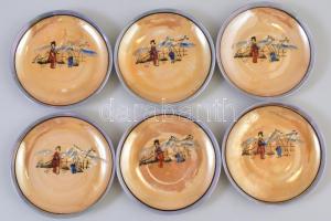 Japán mokkás készlet: 6 db alátét, 6 db csésze, kanna fedéllel, tejkiöntő, cukortartó fedéllel. Rész...