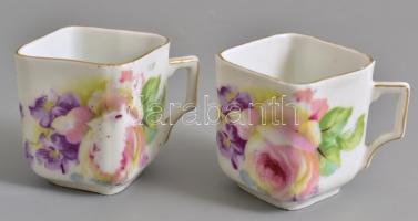 4 személyes mokkás készlet kis tálcával. Formaszámmal jelzett, matricás, kis kopásokkal