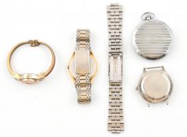 Vegyes óra tétel 4 db óra + 1 db fém szíj, nem járnak, egyik üveg nélkül