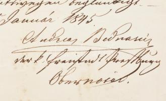 1845 Pozsony, német nyelvű okmány felzetes viaszpecséttel