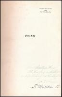 Werner Füssmann-Dr. Béla Mátéka: Franz Liszt. A két szerző, Werner Füssmann és Dr. Mátéka Béla dedik...