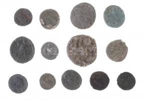 13db vegyes, rosszabb állapotú bronzpénz, közte tisztítatlanok is T:2--3 13pcs of mixed Roman Br coins in weaker condition, with uncleaned pcs C:VF-F
