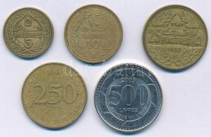 Libanon 1969-1993. 5p - 250p + 2003. 500L T:2,2- Lebanon 1969-1993. 5 Piastres - 250 Piastres + 500 Livres C:XF,VF