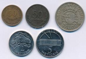 Mozambik 1945. 50c + 1957. 50c + 1970. 10E + 2006. 2M + 5M T:1-,2,2- Mozambique 1945. 50 Centavos + 1957. 50 Centavos + 1970. 10 Escudos + 2006. 2 Meticais + 5 Meticais C:AU,XF,VF