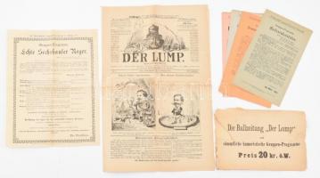 1887 Der Lump, Offizielles Organ der vereinigten Wiener Jurbrüder und Schwestern VIII. Jahrgang Nr. 1. + egyéb nyomtatványok