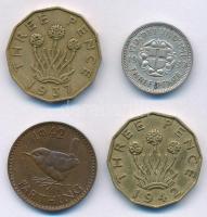 Nagy-Britannia 1937. 3p sárgaréz + 3p Ag + 1942. 1f Br + 3p sárgaréz T:2,2- Great Britain 1937- 3 Pence Brass + 3 Pence Ag + 1942. 1 Frathing Br + 3 Pence Brass C:XF,VF