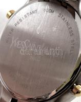 Yves Saint Laurent kronográfos, vízálló férfi karóra fém szíjjal, működő, új állapotban, leírással d...