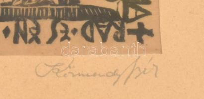 Körmendy jelzéssel: "Aki ezt az én testemet (...)", 1949. Linómetszet, papír. Üvegezett fa...