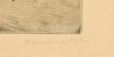 Konecsni Zsizsi (1911-2000): Tabán. Rézkarc, papír, jelzett, üvegezett fa keretben, 46x73 cm