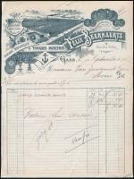 1898 Gand, Félix Beernaerts fejléces számlája, rajta a gyár látképével