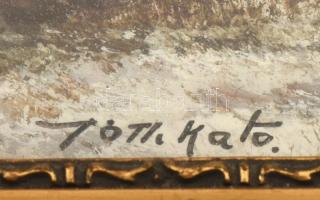 Tóth Kató: Vízparti táj 2 db kép. Akvarell, papír,  Üvegezett keretben. 14x20 cm