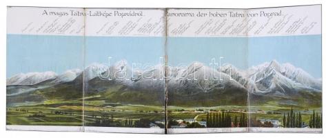 Tátra, Magas-Tátra, Vysoké Tatry; A Magas-Tátra látképe Poprádról. 4-részes kihajtható panorámalap / High Tatras. 4-tiled folding panoramacard (b)
