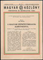 1949 A Magyar Népköztársaság I. alkotmánya a Magyar Közlöny külön kiadásában. az új címerrel a címlapon.
