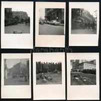 1956 Budapest, utcaképek a forradalom napjaiból, 27 db fotó, néhány hátoldalon feliratozva, 9,5×6,5 cm