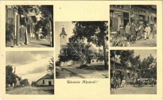 1951 Alpár (Tiszaalpár), templom, dohányáruda, fő utca, Szabó István üzlete és saját kiadása (fa)