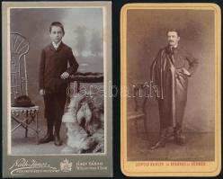 cca 1870-1890 Vegyes nevesített keményhátú fotó tétel, 4 db, Braunau, Leopold Kahler, Hradci Králové...