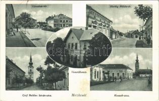 1941 Mezőcsát, Városház tér, Horthy Miklós út, Gróf Bethlen István utca, Vasútállomás, Kossuth utca. Kerékgyártó István kiadása (EK)