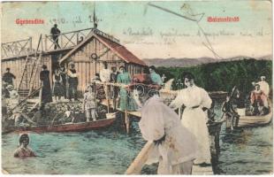 1910 Gyenesdiás, Balaton fürdő, hölgyek a stégen. Balatoni Szövetség kiadása (fa)