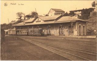 Matadi, La Gare / Belgian Congo, railway station, train (EK)