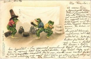 1898 Circus frogs. Lith.-Artist. Anstalt Mönchen (vorm. Gebrüder Obpacher) Serie IX. No. 16246. litho (b)