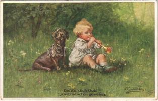 Behüt dich Gott! Es wär so schön gewesen / Children art postcard. Wohlgemuth & Lissner Goldene Kindheit No. 1140. s: Fialkowska (EK)
