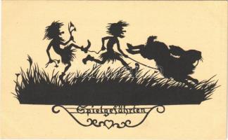 Spielgefährten / Silhouette art postcard. Emil Köhn Kunstverlag S. 363/3.